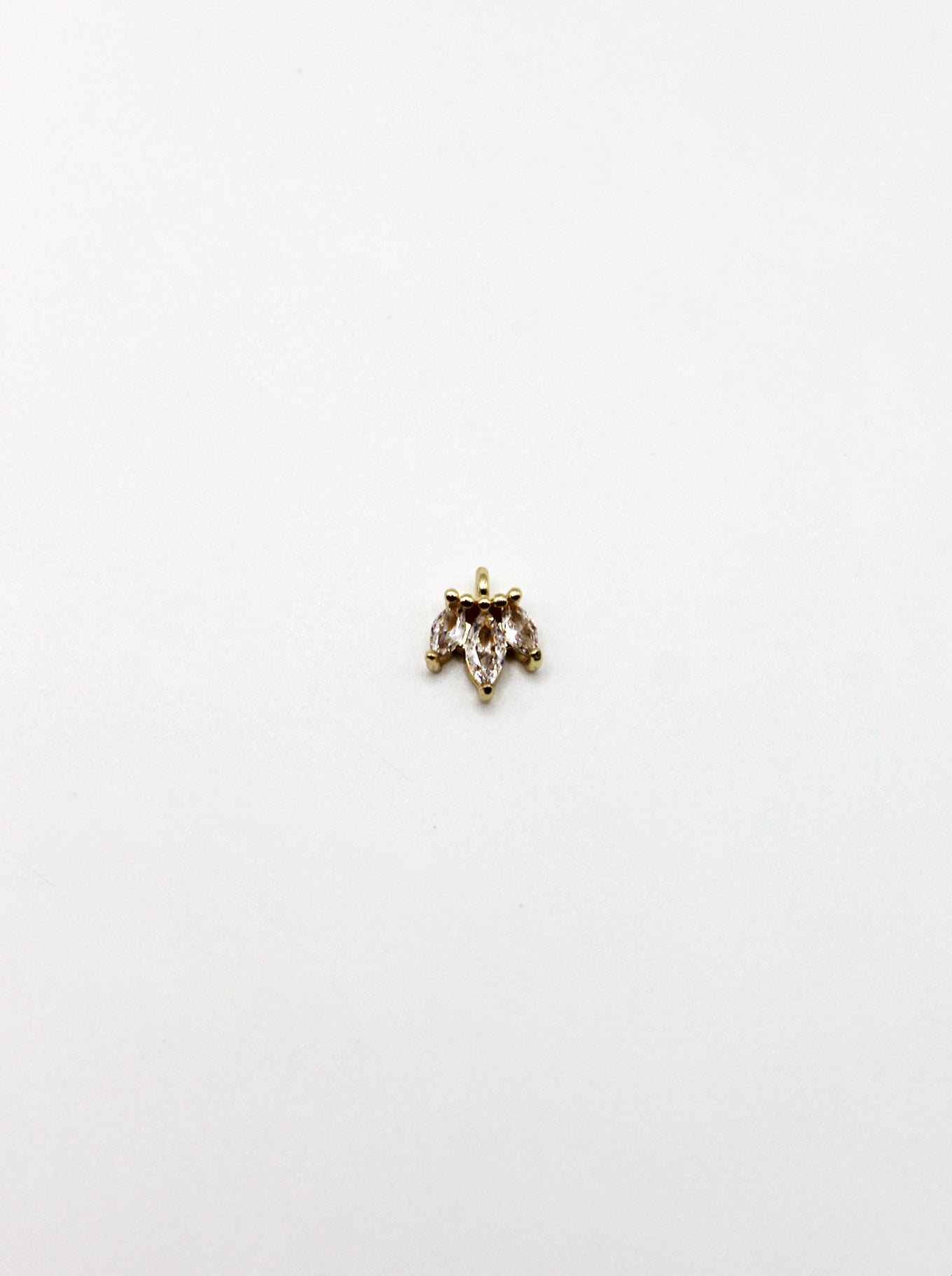 CHARM BLATT ZIRKONIA STEIN EDELSTAHL VERGOLDET