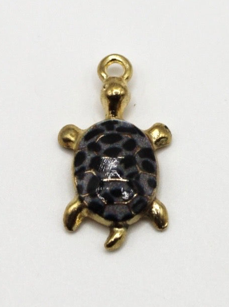 CHARM SCHILDKRÖTE BUNT EDELSTAHL VERGOLDET