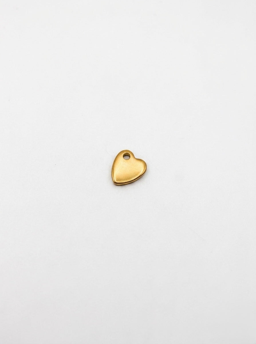 CHARM PLÄTTCHEN HERZ EDELSTAHL VERGOLDET