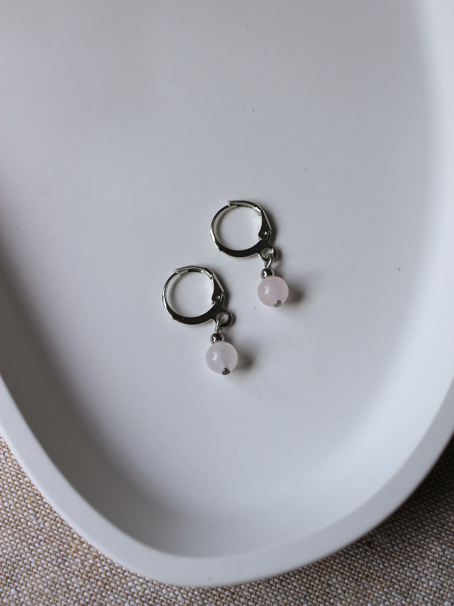 Ohrringe mit Rosenquarzperle