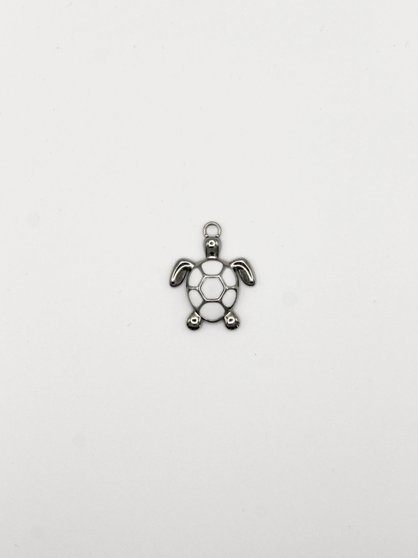 CHARM SCHILDKRÖTE WEIß EDELSTAHL