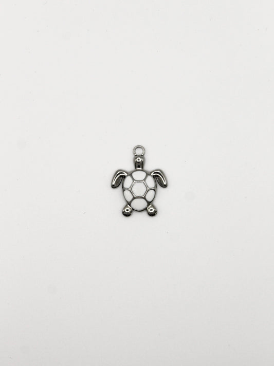 CHARM SCHILDKRÖTE WEIß EDELSTAHL