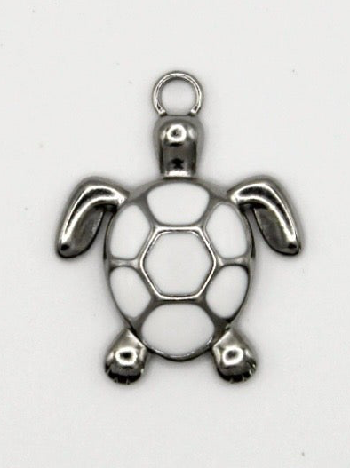 CHARM SCHILDKRÖTE WEIß EDELSTAHL