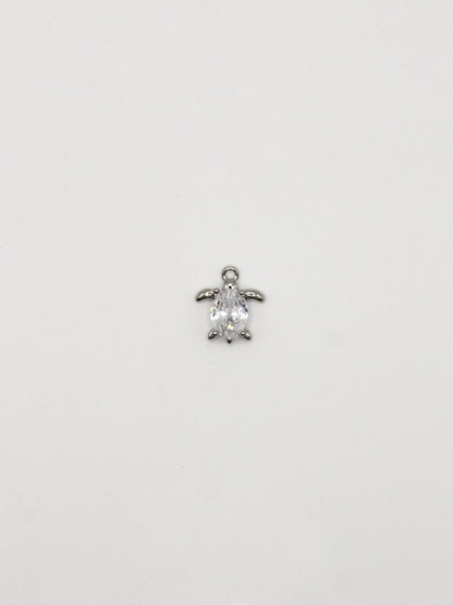 CHARM SCHILDKRÖTE ZIRKONIA STEIN EDELSTAHL