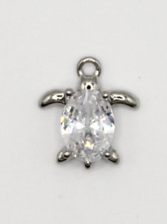 CHARM SCHILDKRÖTE ZIRKONIA STEIN EDELSTAHL