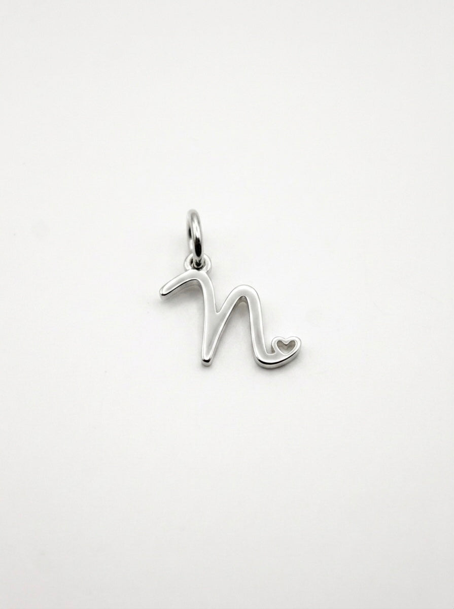CHARM BUCHSTABE HERZ EDELSTAHL