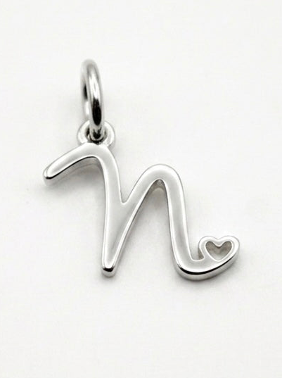 CHARM BUCHSTABE HERZ EDELSTAHL
