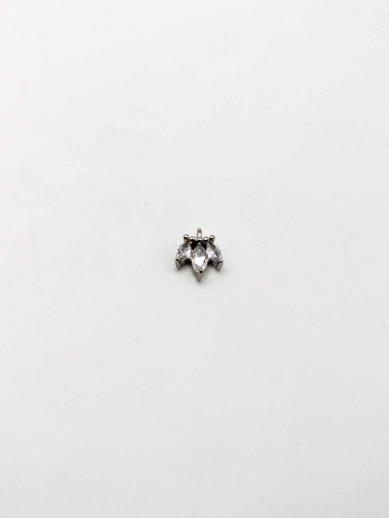 CHARM BLATT ZIRKONIA STEIN EDELSTAHL