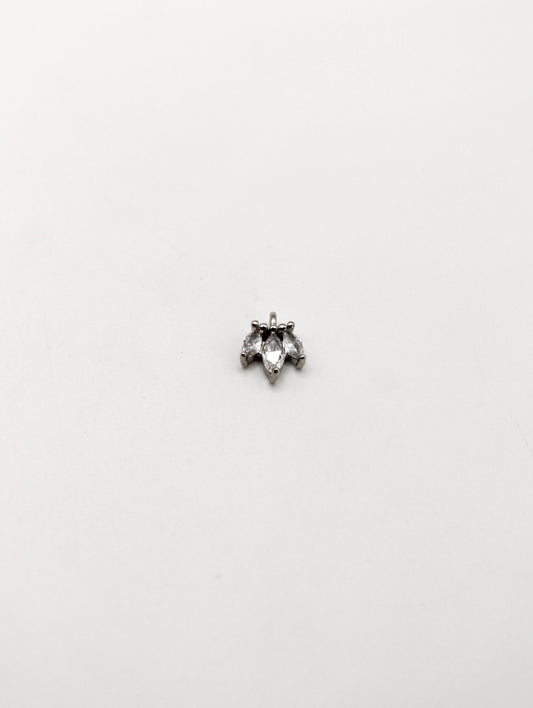 CHARM BLATT ZIRKONIA STEIN EDELSTAHL