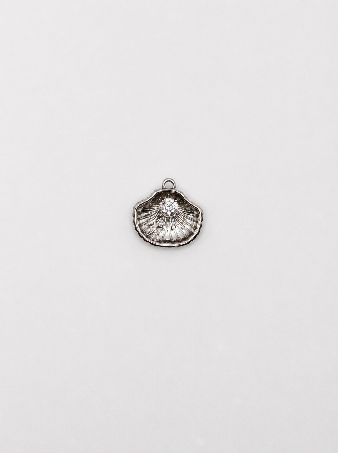 CHARM MUSCHEL ZIRKONIA STEIN EDELSTAHL