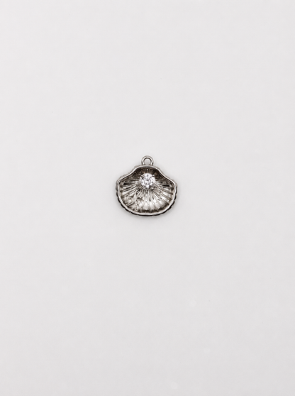 CHARM MUSCHEL ZIRKONIA STEIN EDELSTAHL