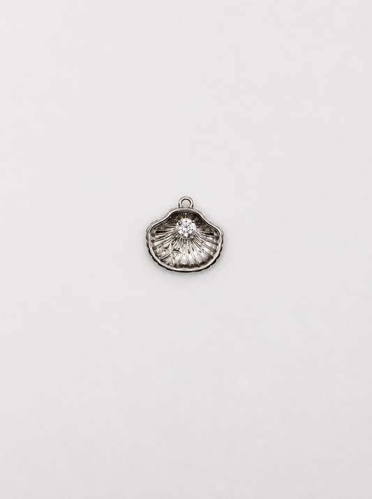 CHARM MUSCHEL ZIRKONIA STEIN EDELSTAHL