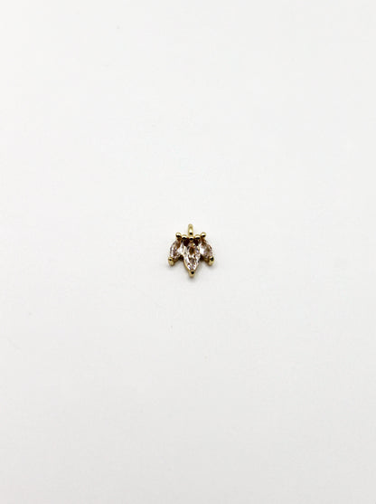 CHARM BLATT ZIRKONIA STEIN EDELSTAHL VERGOLDET