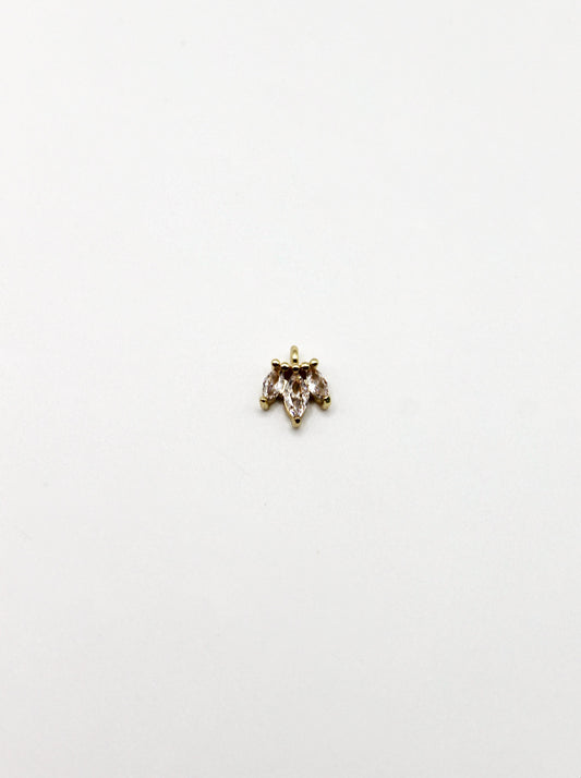 CHARM BLATT ZIRKONIA STEIN EDELSTAHL VERGOLDET