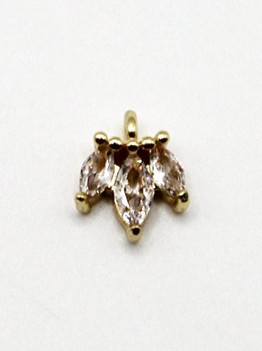 CHARM BLATT ZIRKONIA STEIN EDELSTAHL VERGOLDET