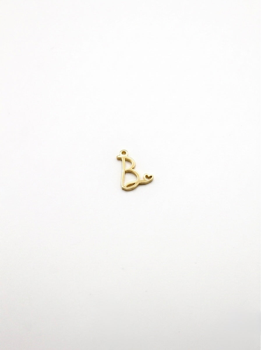 CHARM BUCHSTABE HERZ EDELSTAHL VERGOLDET