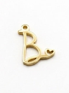 CHARM BUCHSTABE HERZ EDELSTAHL VERGOLDET