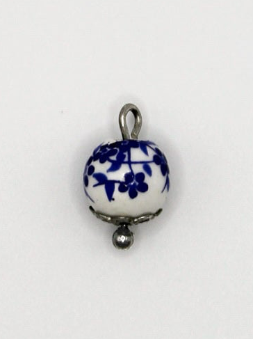 CHARM KERAMIKPERLE BLAU/WEIß EDELSTAHL
