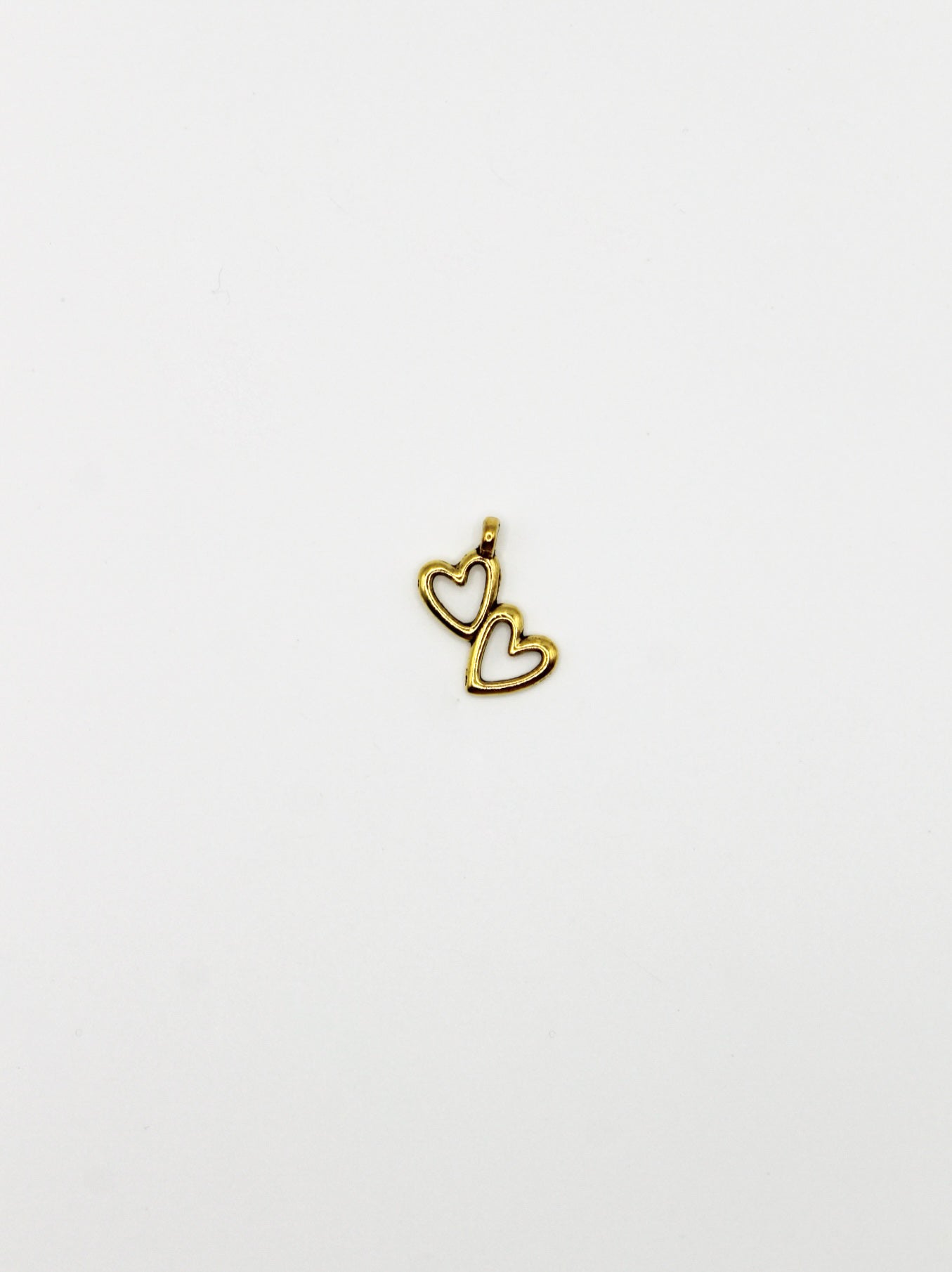 CHARM DOPPELHERZ EDELSTAHL VERGOLDET