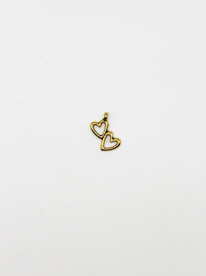 CHARM DOPPELHERZ EDELSTAHL VERGOLDET