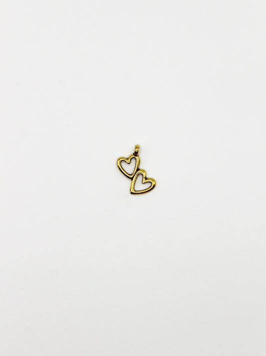 CHARM DOPPELHERZ EDELSTAHL VERGOLDET