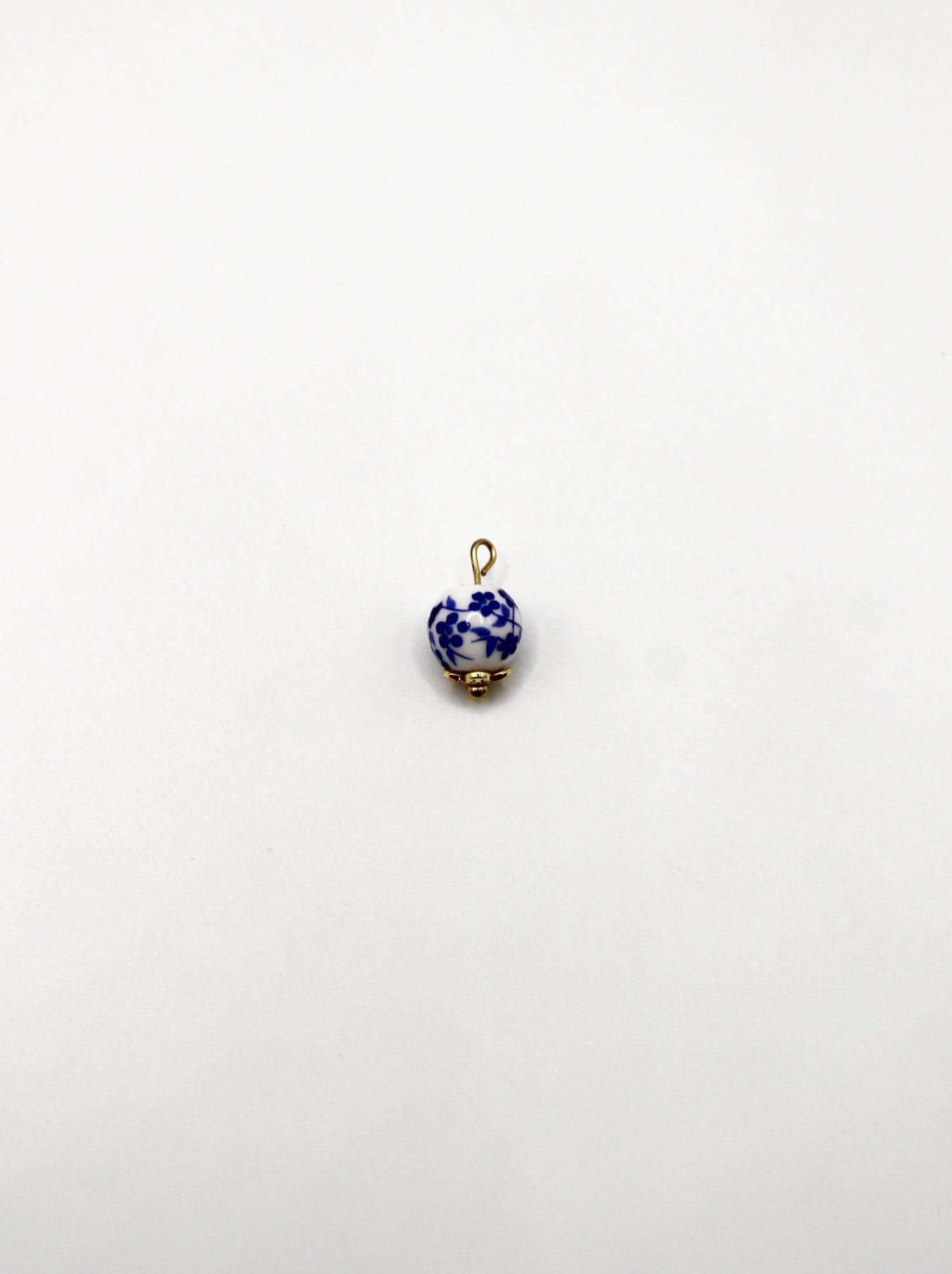 CHARM KERAMIKPERLE BLAU/WEIß VERGOLDET