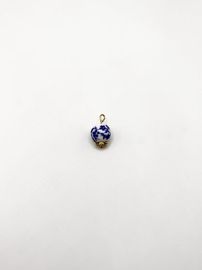 CHARM KERAMIKPERLE BLAU/WEIß VERGOLDET