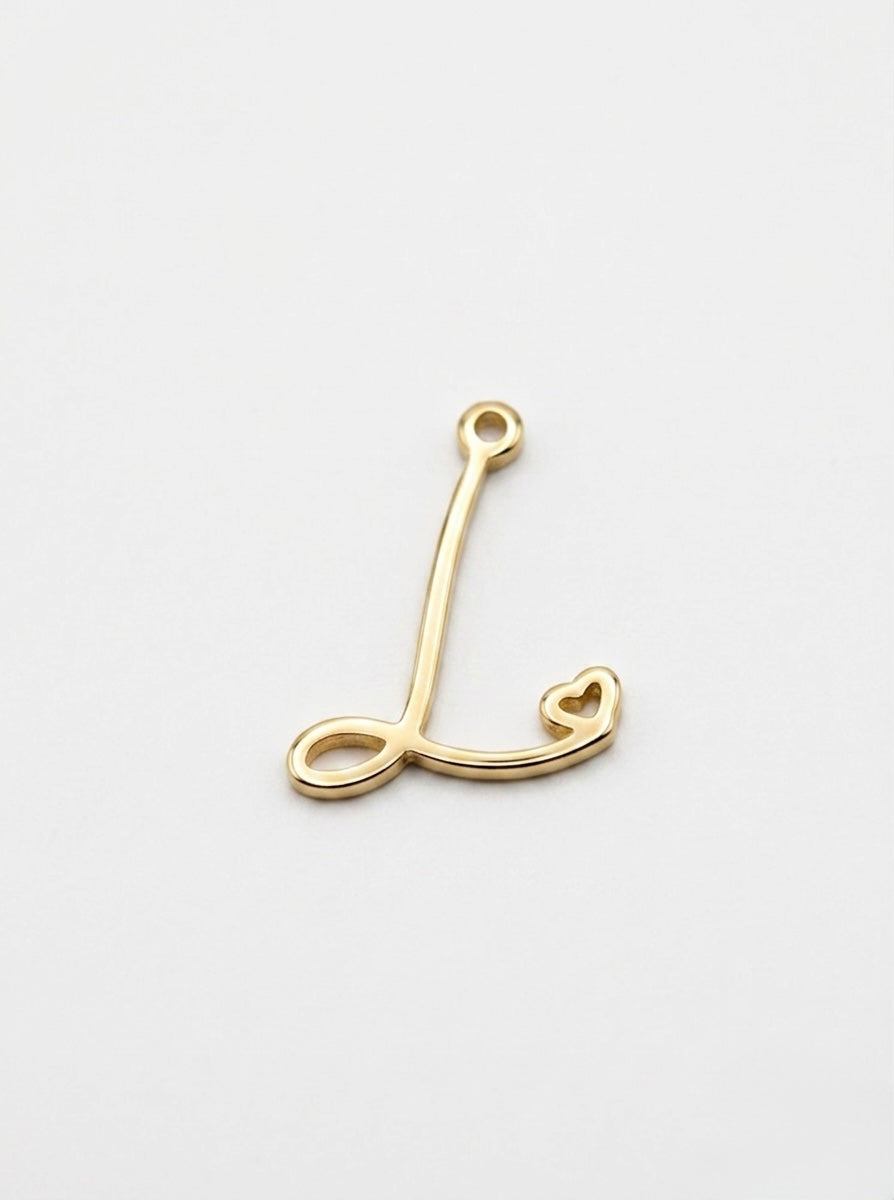 CHARM BUCHSTABE HERZ EDELSTAHL VERGOLDET