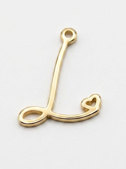 CHARM BUCHSTABE HERZ EDELSTAHL VERGOLDET