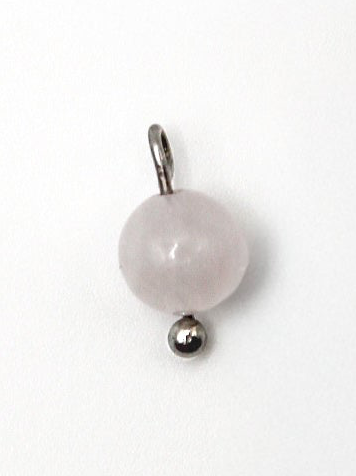 CHARM ROSENQUARZPERLE EDELSTAHL