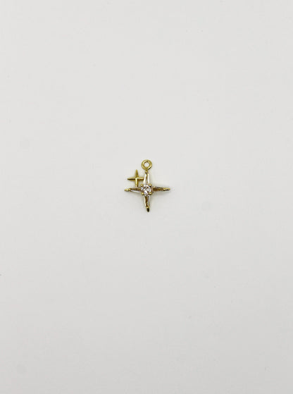CHARM STERN ZIRKONIA STEIN EDELSTAHL VERGOLDET