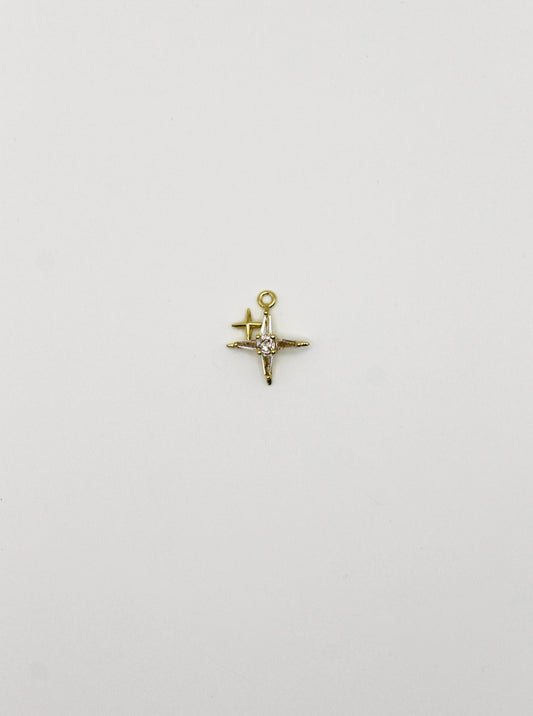 CHARM STERN ZIRKONIA STEIN EDELSTAHL VERGOLDET