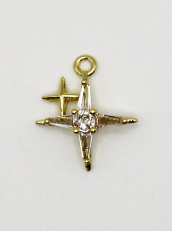 CHARM STERN ZIRKONIA STEIN EDELSTAHL VERGOLDET