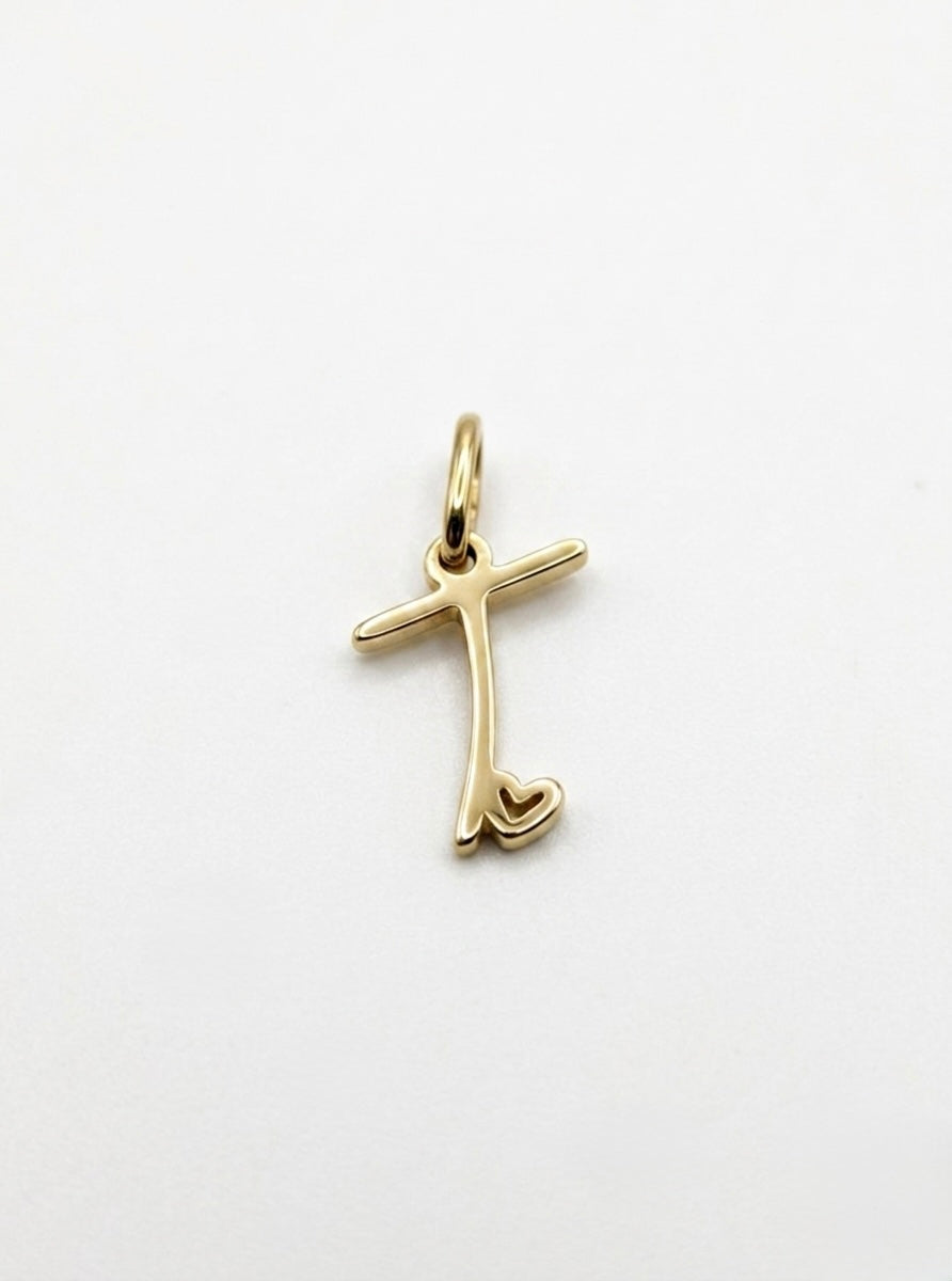 CHARM BUCHSTABE HERZ EDELSTAHL VERGOLDET