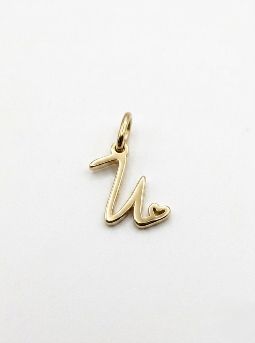 CHARM BUCHSTABE HERZ EDELSTAHL VERGOLDET