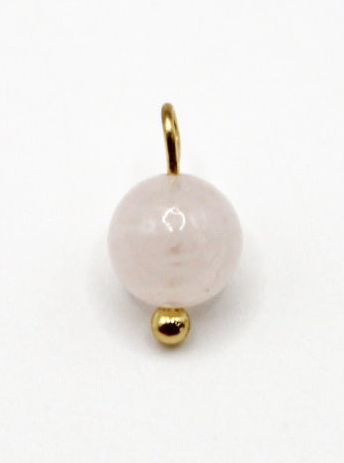 CHARM ROSENQUARZPERLE EDELSTAHL VERGOLDET