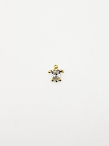 CHARM SCHILDKRÖTE ZIRKONIA STEIN EDELSTAHL VERGOLDET