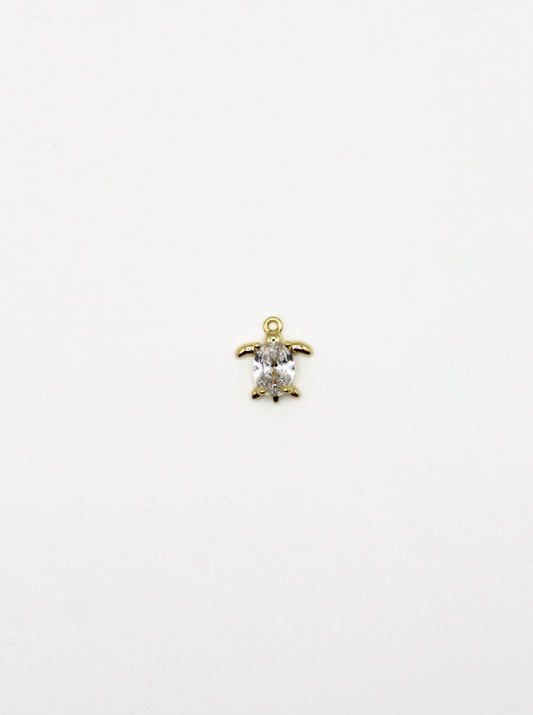 CHARM SCHILDKRÖTE ZIRKONIA STEIN EDELSTAHL VERGOLDET