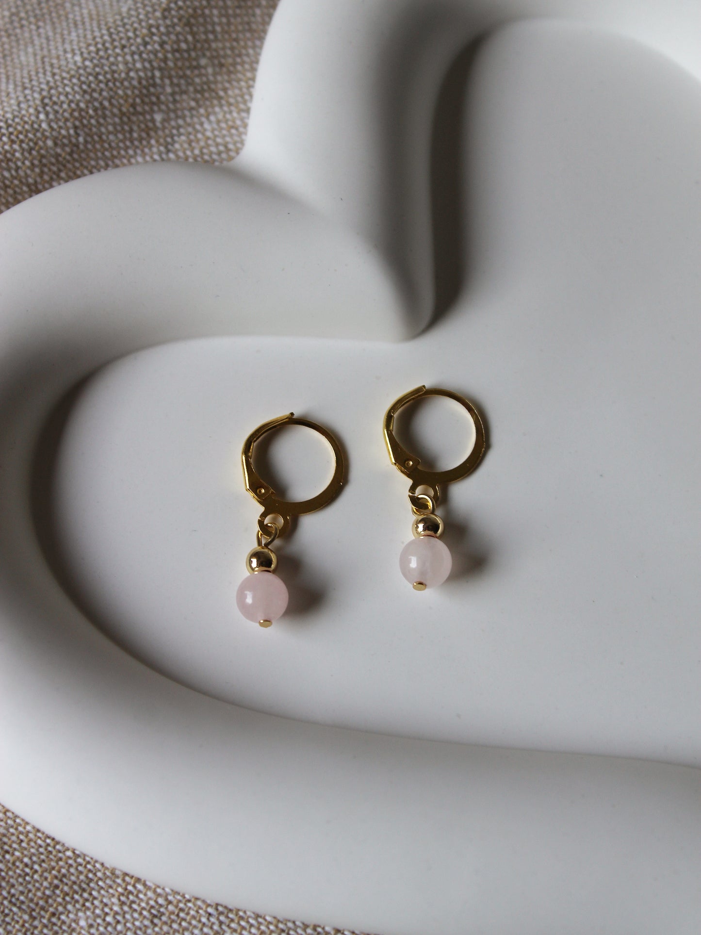 Ohrringe mit Rosenquarzperle