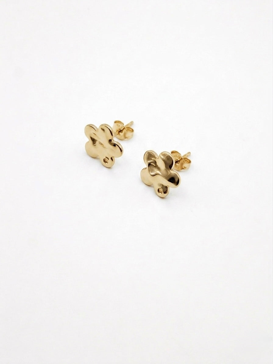 OHRSTECKER BLUME STRUKTUR 12MM EDELSTAHL VERGOLDET
