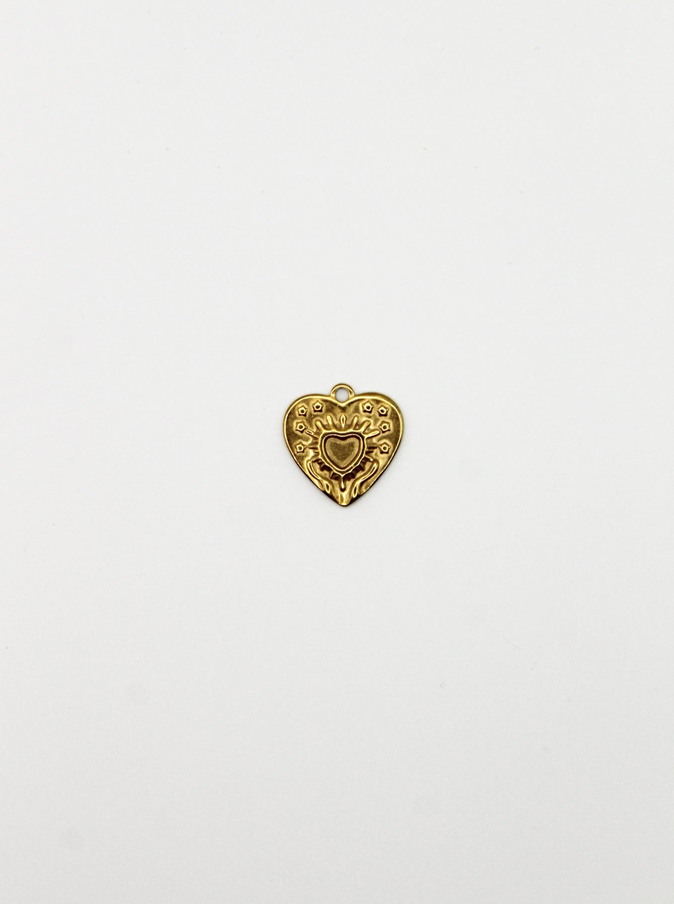 CHARM HERZ EDELSTAHL VERGOLDET