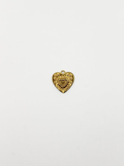 CHARM HERZ EDELSTAHL VERGOLDET