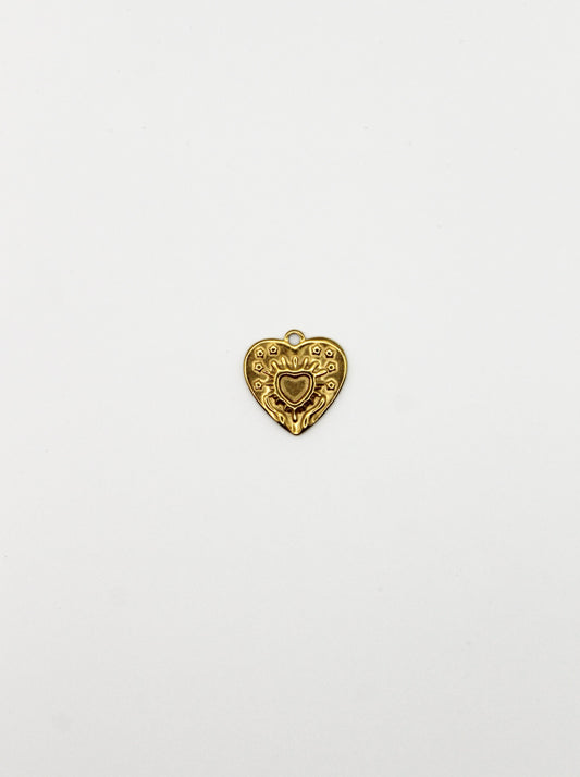 CHARM HERZ EDELSTAHL VERGOLDET
