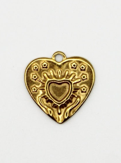 CHARM HERZ EDELSTAHL VERGOLDET