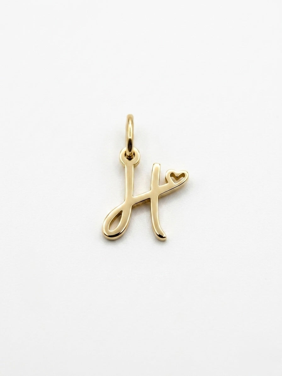 CHARM BUCHSTABE HERZ EDELSTAHL VERGOLDET