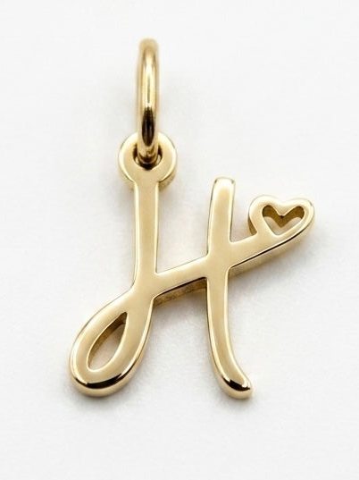 CHARM BUCHSTABE HERZ EDELSTAHL VERGOLDET
