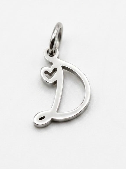 CHARM BUCHSTABE HERZ EDELSTAHL