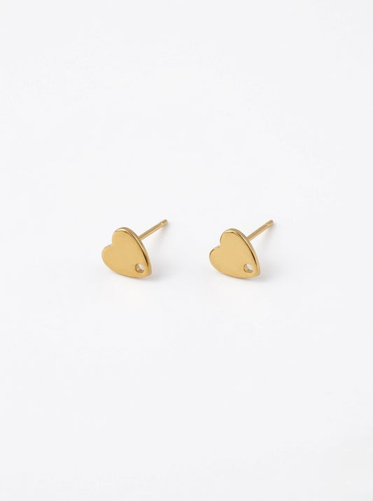 OHRSTECKER PLÄTTCHEN HERZ 8MM EDELSTAHL VERGOLDET