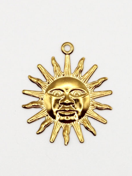CHARM SONNE GESICHT EDELSTAHL VERGOLDET