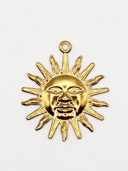 CHARM SONNE GESICHT EDELSTAHL VERGOLDET